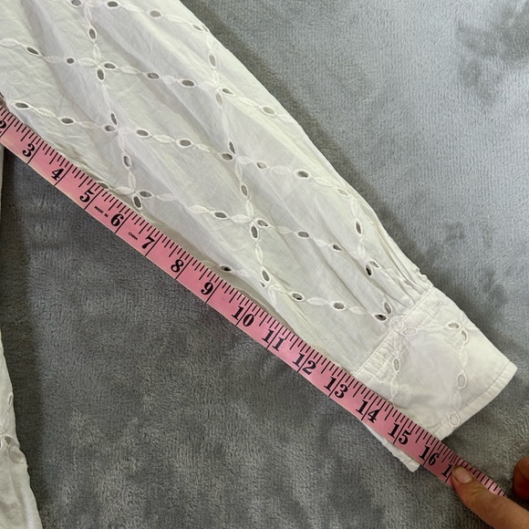 Banana Republic eyelet long sleeve off white v- neck mini dress - Picture 8 of 9